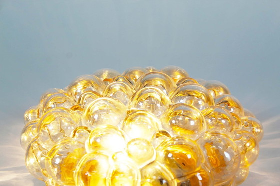 Image 1 of 1X Amber Glass Bubble Flush Mount Light By Helena Tynell For Glashutte Limburg