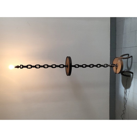 Image 1 of Lampada da terra brutalista vintage con catena, 1970