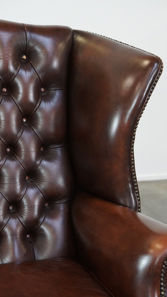 Image 1 of Chesterfield Ear Armchair Made Of Beef Leather