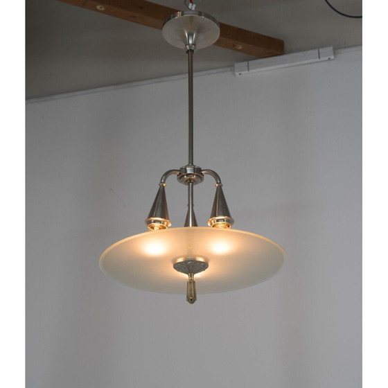 Image 1 of Vintage nickel-plated Art Deco chandelier, 1920