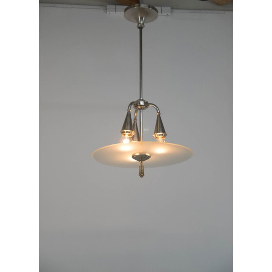 Image 1 of Vintage nickel-plated Art Deco chandelier, 1920