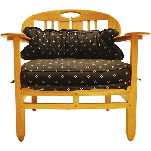 Mid-century pinewood armchair by Giorgetti, Italy 1950s