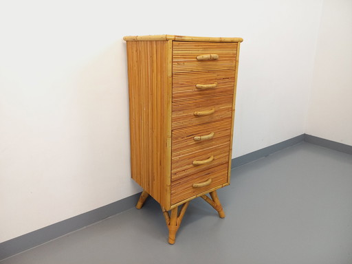 Vintage Rattan Chest Of Drawers From The 70s