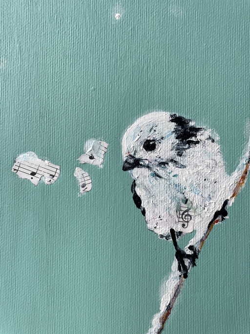 Painting Of A White-headed Tail Tit