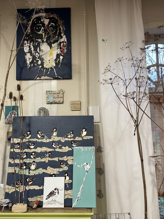 Image 1 of Pintura de un herrerillo cariblanco