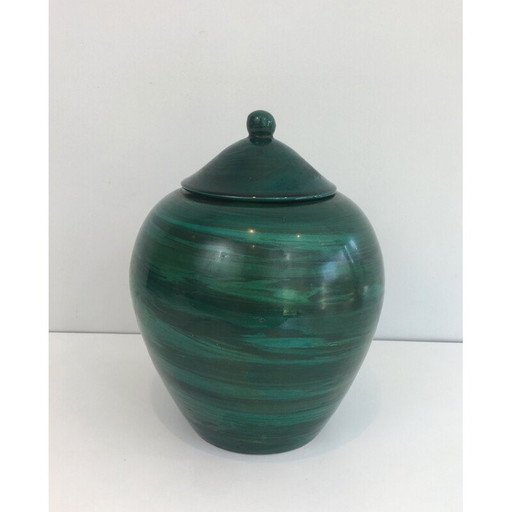 Olla de cerámica vintage con tapa, 1950