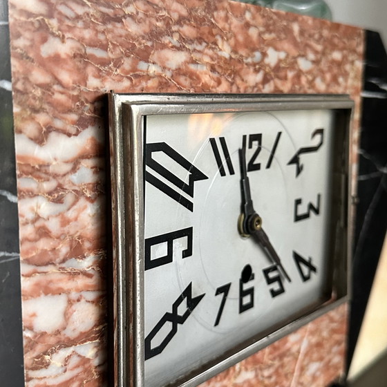 Image 1 of Art Deco Clock Marble - Perfectly Working - Shepherd Dog