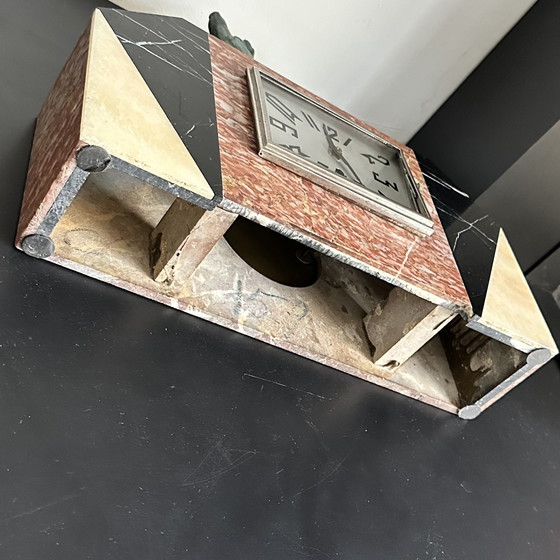 Image 1 of Art Deco Clock Marble - Perfectly Working - Shepherd Dog
