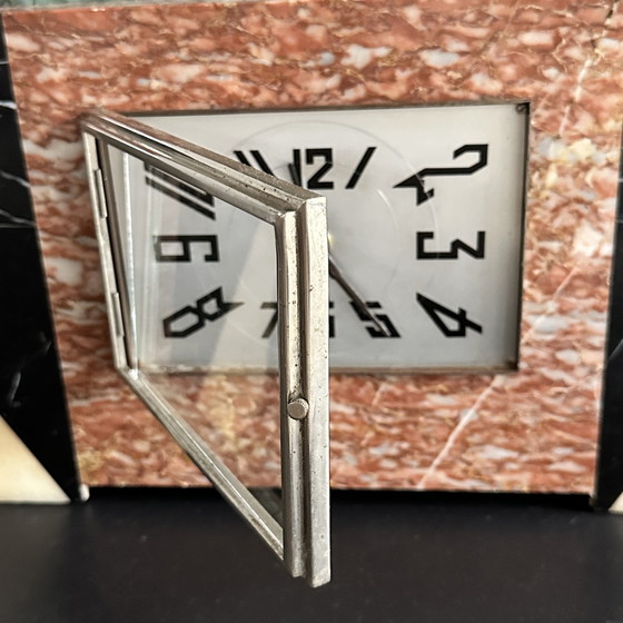 Image 1 of Art Deco Clock Marble - Perfectly Working - Shepherd Dog
