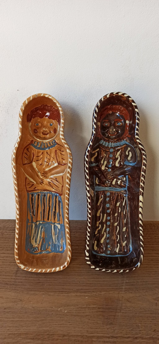 2x Vintage Alsace Terra Cotta Pottery Food Mold
