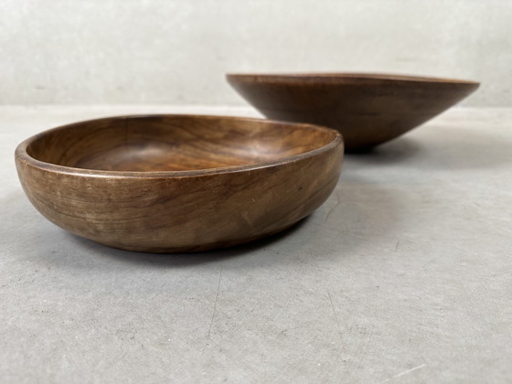 Image 1 of 2x antique wooden bowls