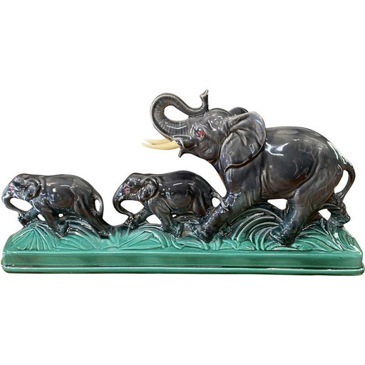 Vintage ceramic elephant sculpture, 1960