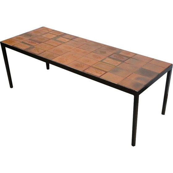 Image 1 of Vintage rectangular ceramic coffee table by Roger Capron, France 1960