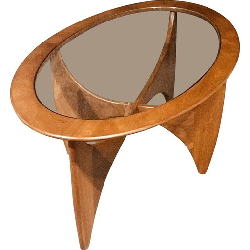 Vintage oval side table in teak wood and glass by Viktor Wilkins for G-Plan, United Kingdom