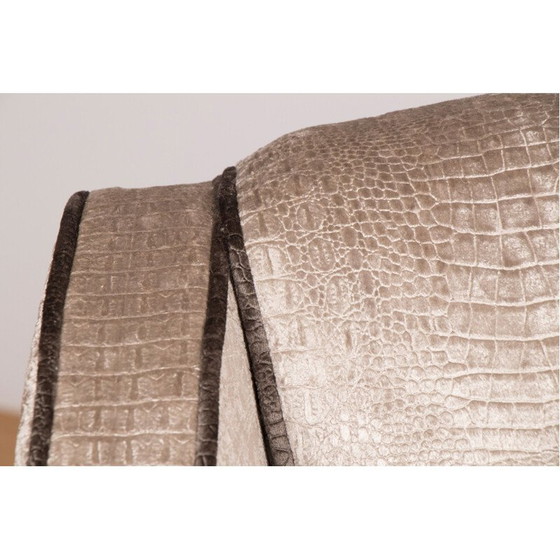 Image 1 of Set da salotto vintage in tessuto argentato con 1 divano e 2 poltrone