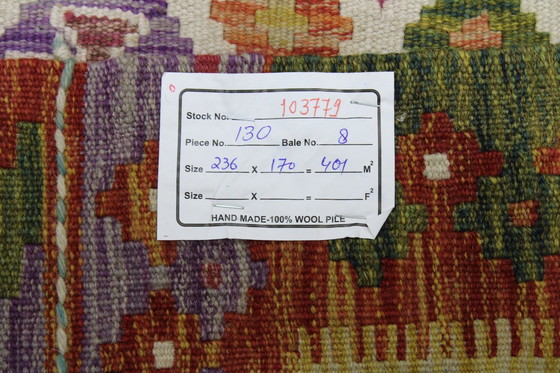 Image 1 of Kilim afgano originale in stile antico 236 x 170 cm, condizioni eccellenti