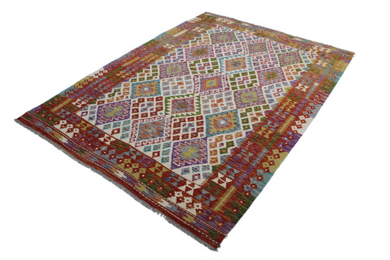 Image 1 of Kilim afgano originale in stile antico 236 x 170 cm, condizioni eccellenti