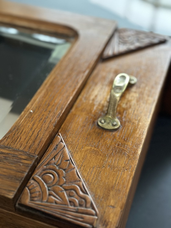 Image 1 of Art Deco Pharmacy Cabinet - Hallway Cabinet With Drawer - Mirrored Cabinet