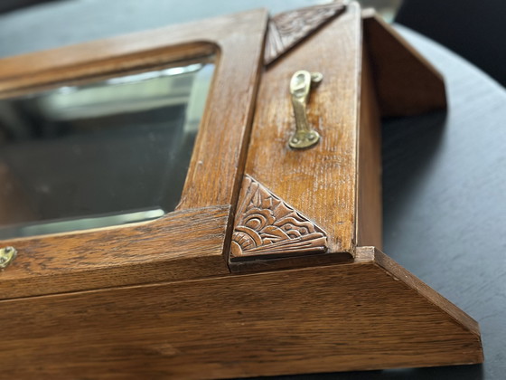 Image 1 of Art Deco Pharmacy Cabinet - Hallway Cabinet With Drawer - Mirrored Cabinet