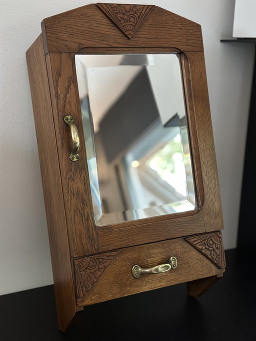 Art Deco Pharmacy Cabinet - Hallway Cabinet With Drawer - Mirrored Cabinet