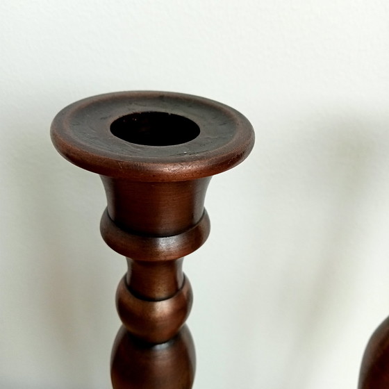 Image 1 of Set di eleganti candelieri da tavolo da pranzo alti e stretti, color bronzo 