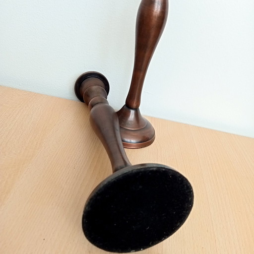 Set Chic Stylish High Narrow Model Dinner Table Candlesticks Bronze Color