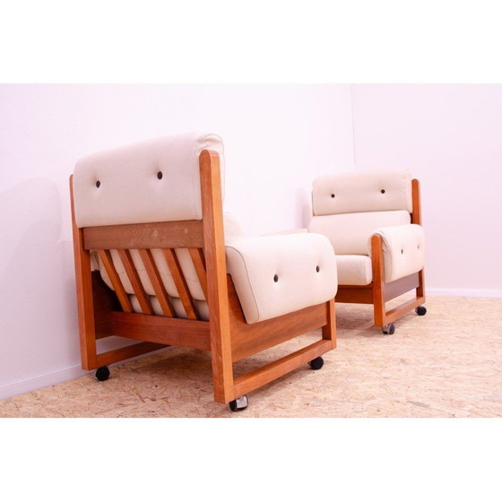 Image 1 of Coppia di poltrone vintage in legno di faggio e tessuto, 1970