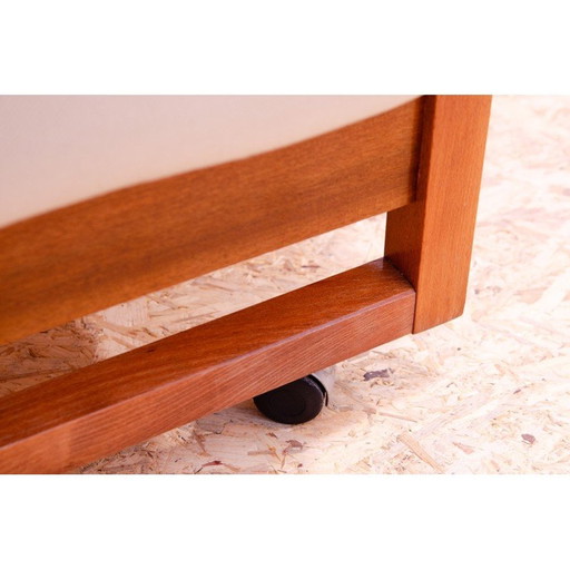 Pair of vintage armchairs in beech wood and fabric, 1970