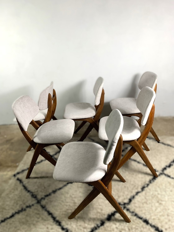 Image 1 of Louis Van Teeffelen Dining Chairs Set Of 6, Reupholstered