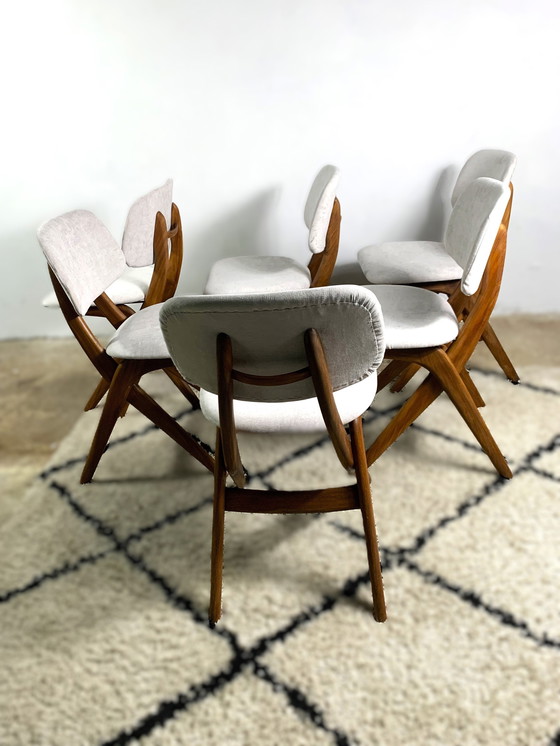 Image 1 of Louis Van Teeffelen Dining Chairs Set Of 6, Reupholstered