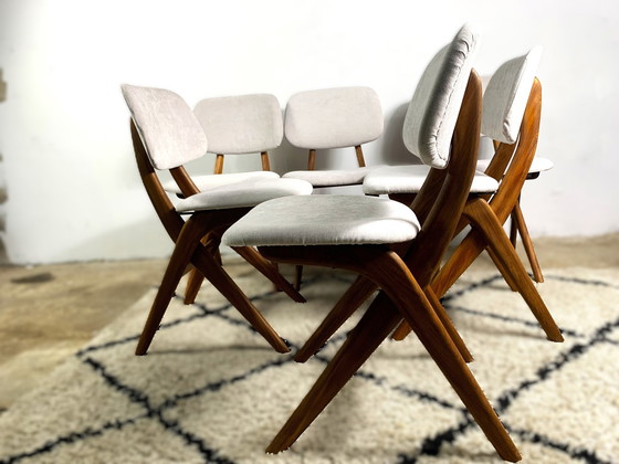 Image 1 of Louis Van Teeffelen Dining Chairs Set Of 6, Reupholstered