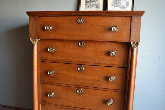 Image 1 of Antique Oak Empire Chiffoniere, Chest of Drawers.