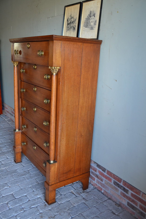 Image 1 of Antique Oak Empire Chiffoniere, Chest of Drawers.