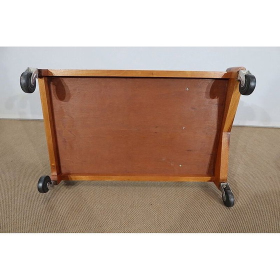 Image 1 of Blond mahogany vintage rolling side table, 1960