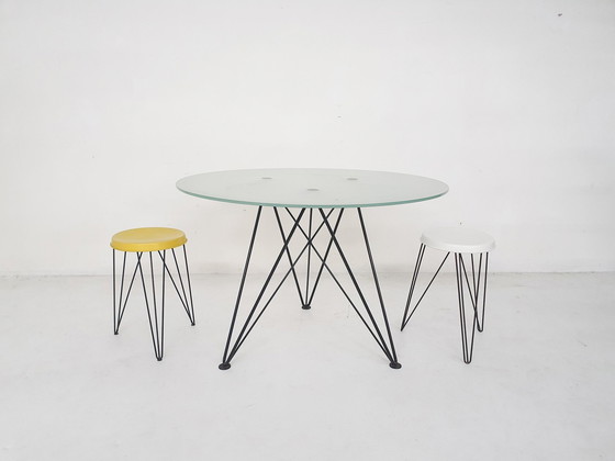 Image 1 of Rare Wire Frame Dining Table By Els Staal, The Netherlands, 1984