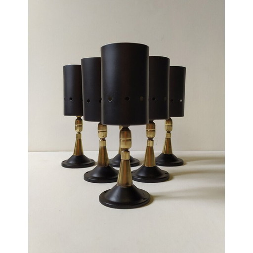 Set di 6 piccoli faretti vintage italiani, anni '50