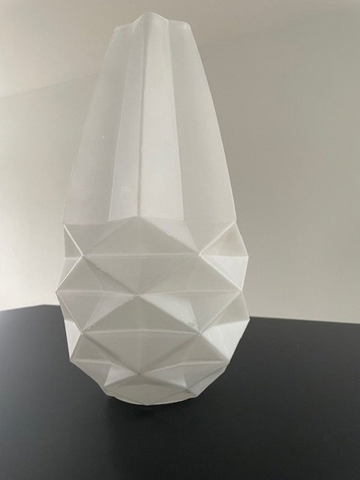 Modern Vase Frosted Glass With Folding Pattern