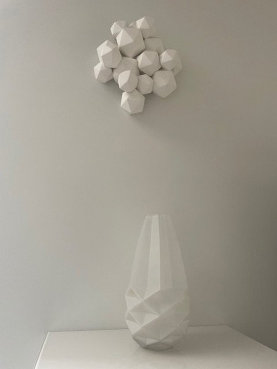 Image 1 of Modern Vase Frosted Glass With Folding Pattern