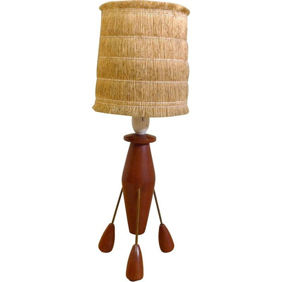 Image 1 of Lampada da tavolo vintage in teak e ottone, anni '60