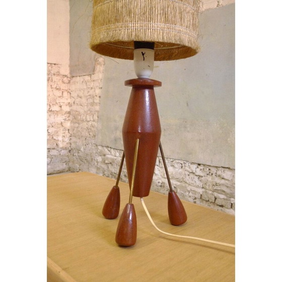 Image 1 of Lampada da tavolo vintage in teak e ottone, anni '60