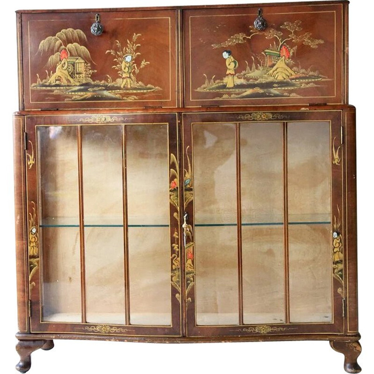 Vintage bar cabinet with Chinese decor 1950 1960 4 104 Whoppah