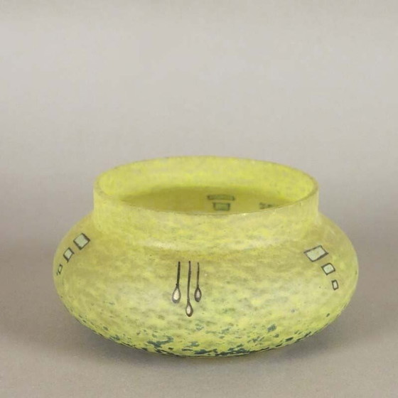 Image 1 of Vintage Art Deco glass bowl by André Delatte Nancy, 1930