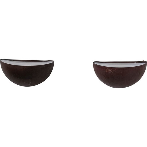 Pair of vintage copper Patinated wall lamps, Denmark