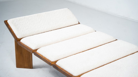 Image 1 of Contemporary Italian Daybed, White Boucle Fabric And Wood