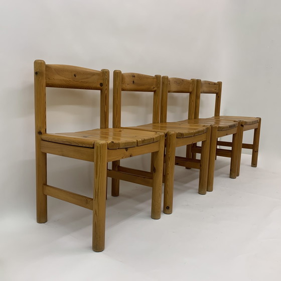 Image 1 of Juego de 4 sillas de comedor de pino