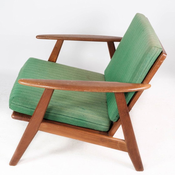 Image 1 of Poltrona danese vintage in teak e rivestimento verde, anni '60