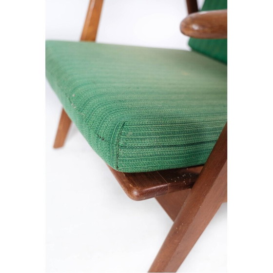 Image 1 of Poltrona danese vintage in teak e rivestimento verde, anni '60