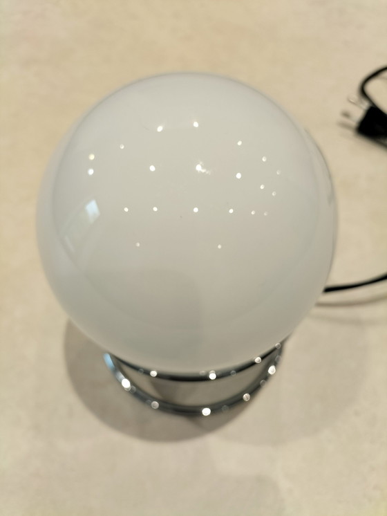 Image 1 of Chromed Metal Lamp With Opaline Ball