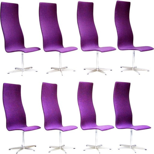 Set of 8 vintage Oxford chairs by Arne Jacobsen for Fritz Hansen, 1960s