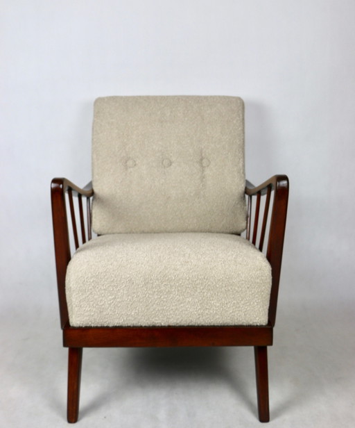 Art Deco Beige Boucle Loop Armchair, 1960S